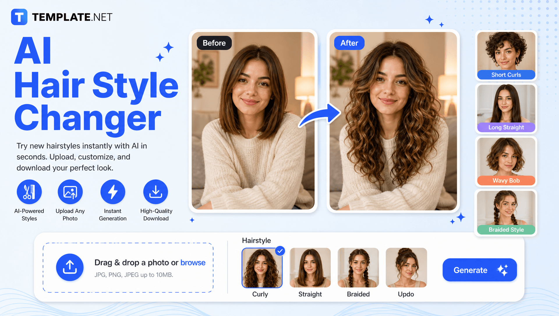 Free AI Hair Style Changer, Online Hairstyle Try-On Tool